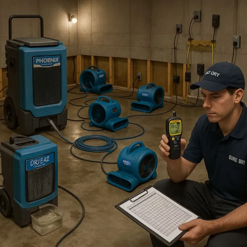 Structural Drying and Dehumidification process in Waller, TX